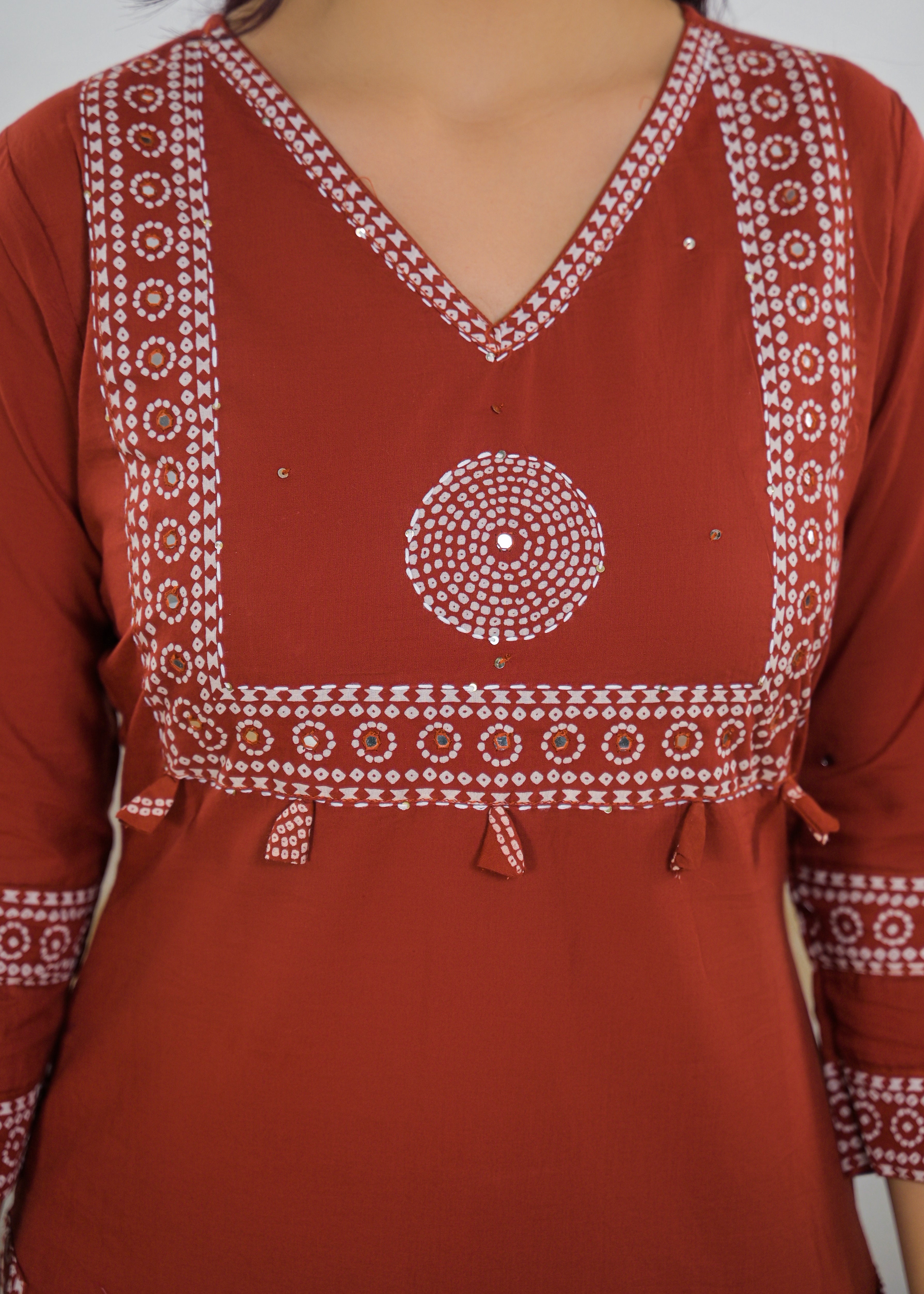 Rust Red Printed Salwar Suit & Dupatta