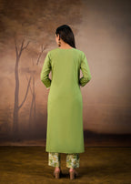 Green Elegant Floral Embroidered  Salwar Suit Set
