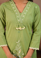 Green Elegant Floral Embroidered  Salwar Suit Set