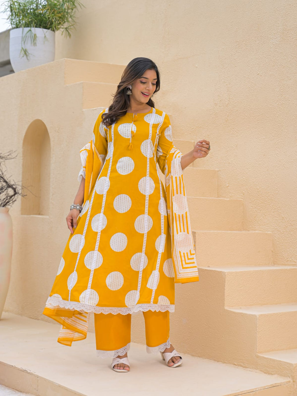 Sunshine Yellow Printed Kurta Set with Dupatta