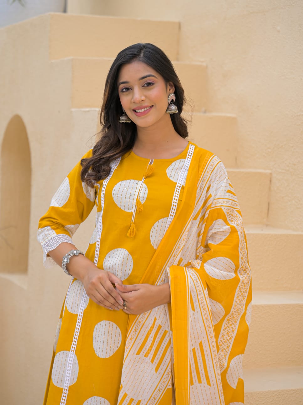 Sunshine Yellow Printed Kurta Set with Dupatta