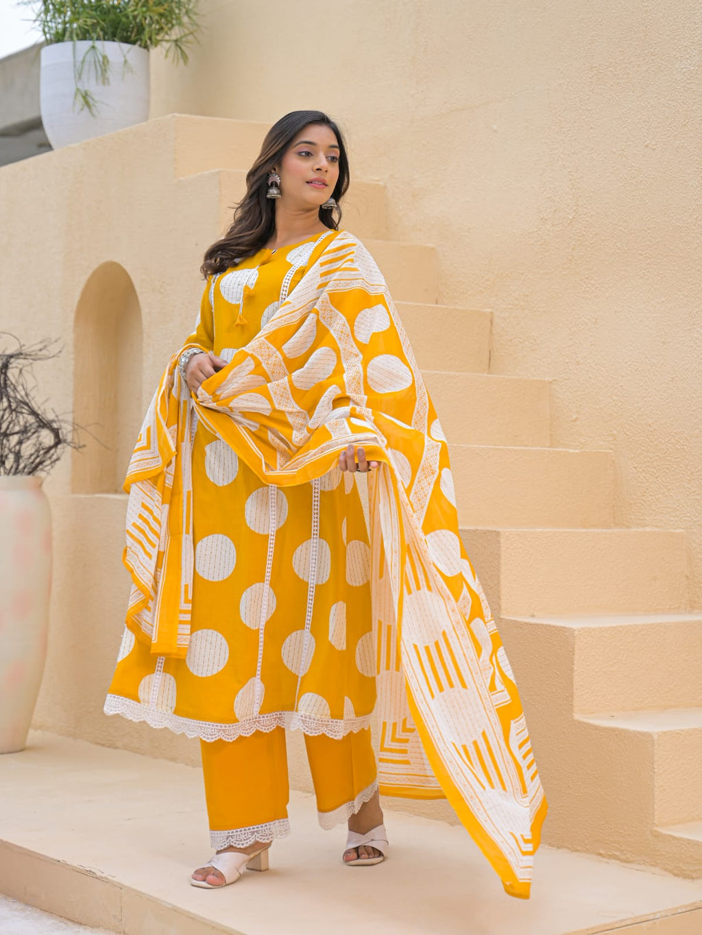 Sunshine Yellow Printed Kurta Set with Dupatta