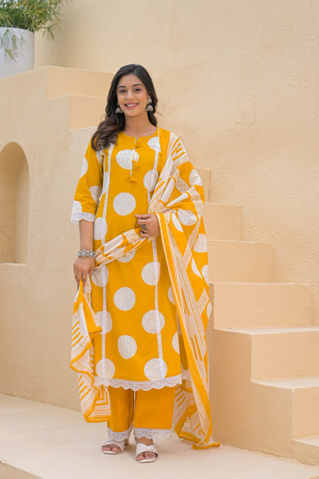 Sunshine Yellow Printed Kurta Set with Dupatta