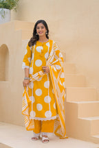 Sunshine Yellow Printed Kurta Set with Dupatta