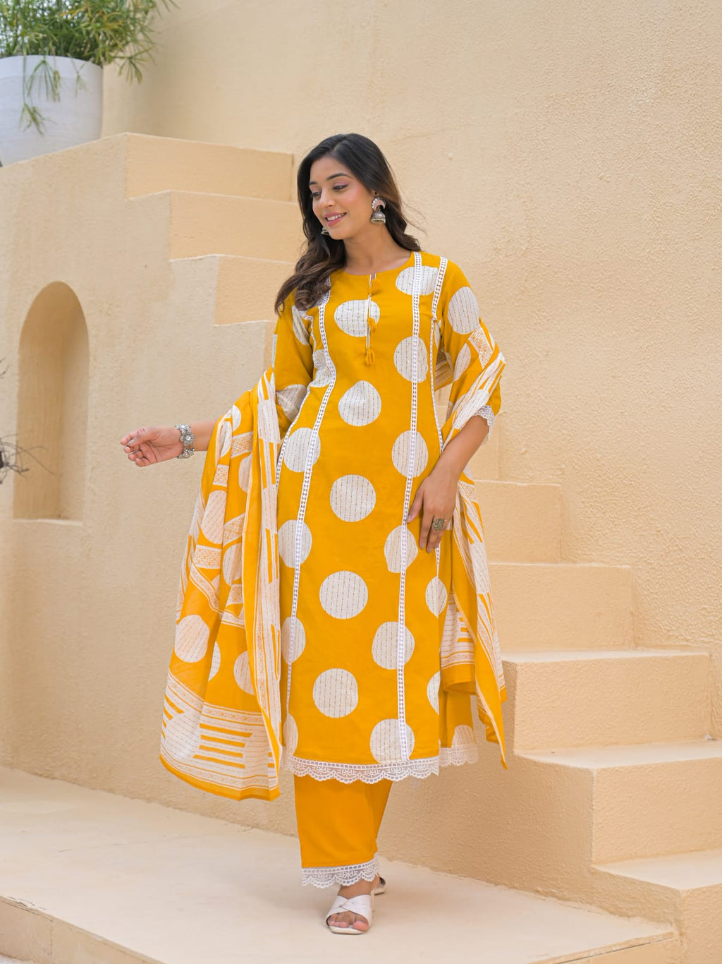 Sunshine Yellow Printed Kurta Set with Dupatta