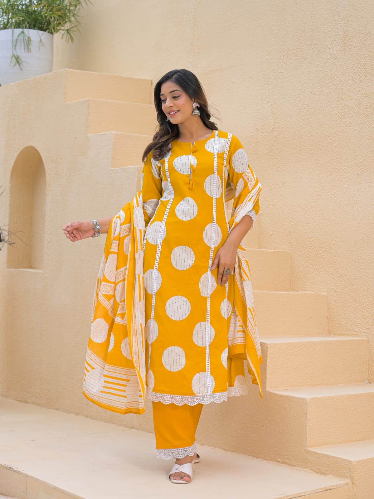 Sunshine Yellow Printed Kurta Set with Dupatta