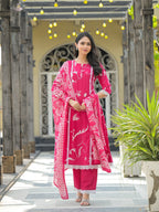 Blush Pink Floral Printed Kurta Set with Dupatta