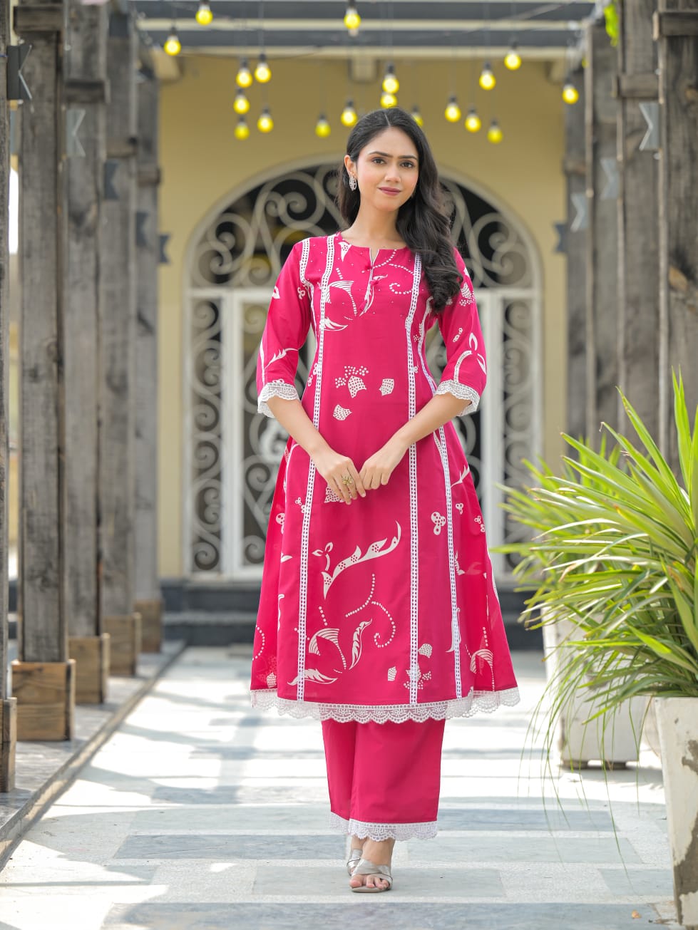 Blush Pink Floral Printed Kurta Set with Dupatta