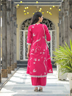 Blush Pink Floral Printed Kurta Set with Dupatta