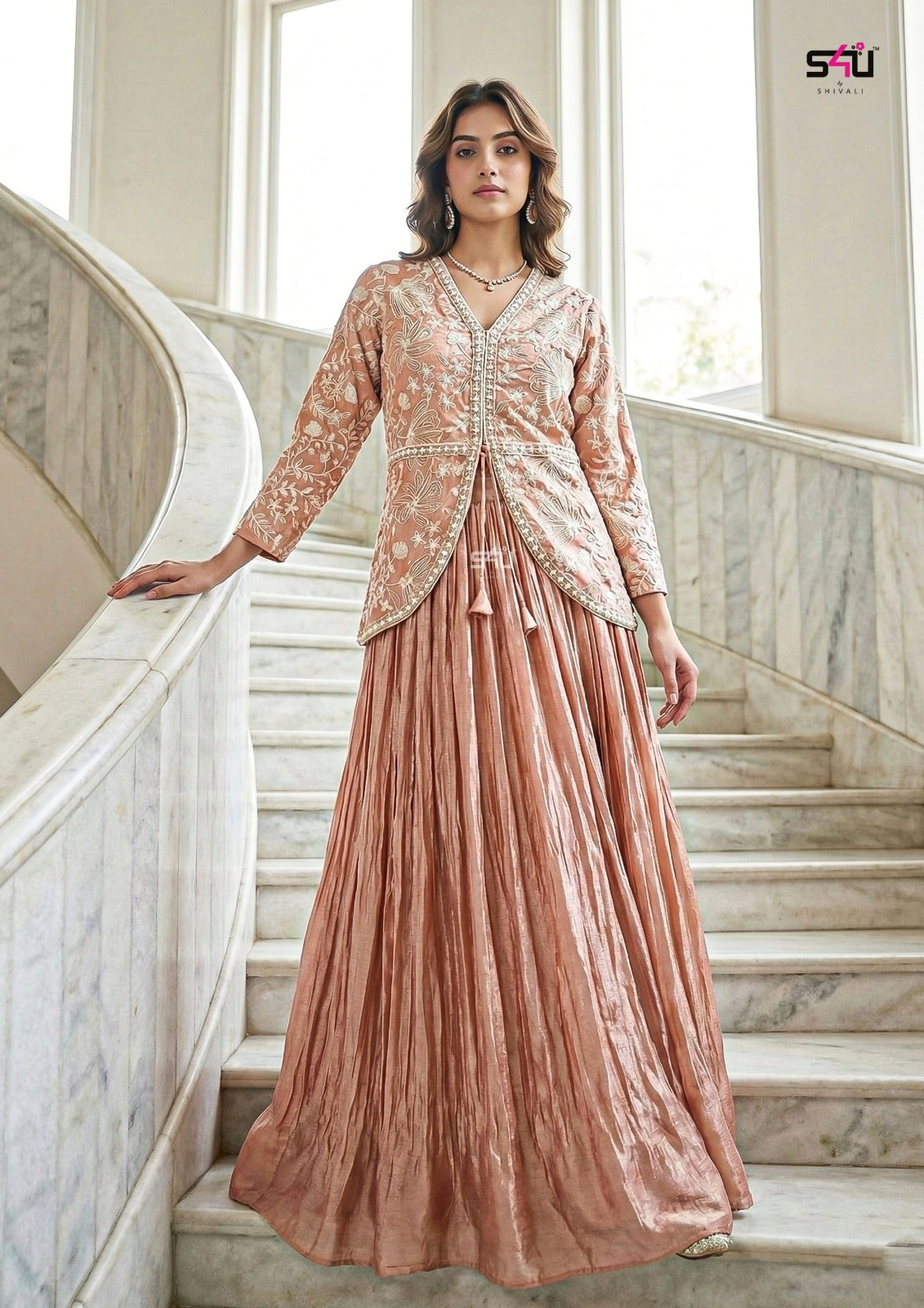 PEACH JACKET LEHENGA SET