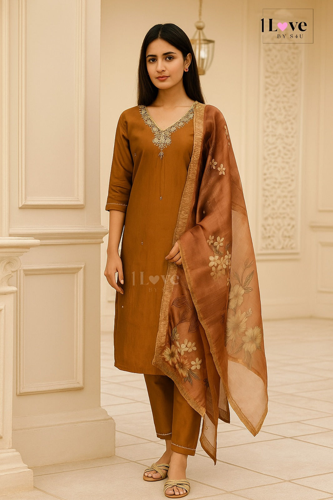 BROWN KURTA SET