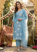 SKY BLUE EMBROIDERED KURTI SET