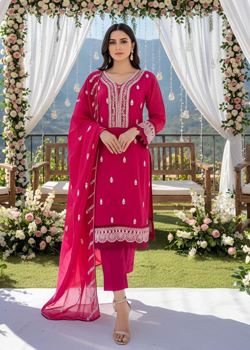 ROSE PINK EMBROIDERED KURTI SET