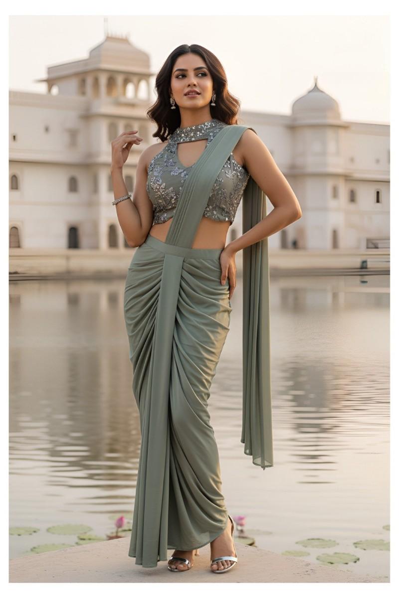 GRAY SAREE SET