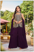 ROYAL PURPLE EMBROIDERED KURTI PLAZO SET