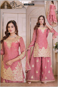 BLUSH PINK EMBROIDERED  KURTI PALAZO SET