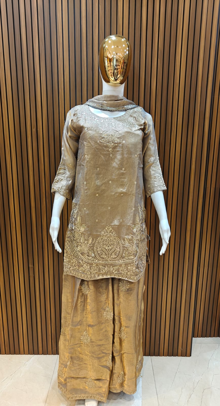 GOLD EMBROIDERED KURTA PLAZO SET