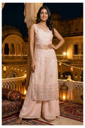 PEACH EMBROIDERED KURTA PLAZO SET